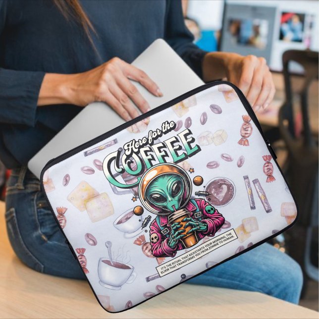 Främling här för kaffet laptop fodral (Skapare uppladdad)