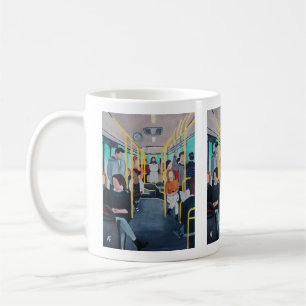 Främling på bussen Målning av Alfred Fox Kaffemugg