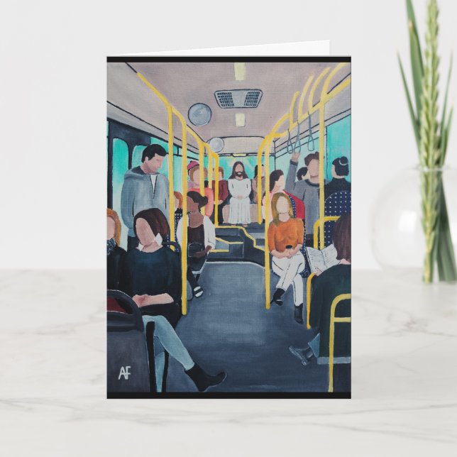 Främling på bussen Målning av Alfred Fox Kort (Framsida)