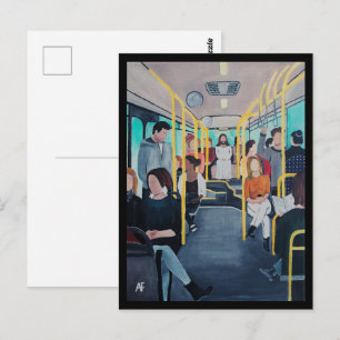 Främling på bussen Målning av Alfred Fox Vykort