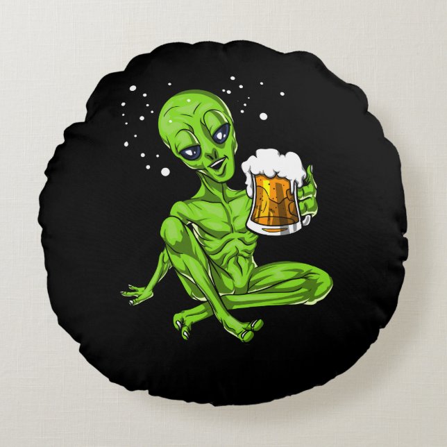 Främling som dricker det kosmiska partyet för rund kudde (Framsidan)