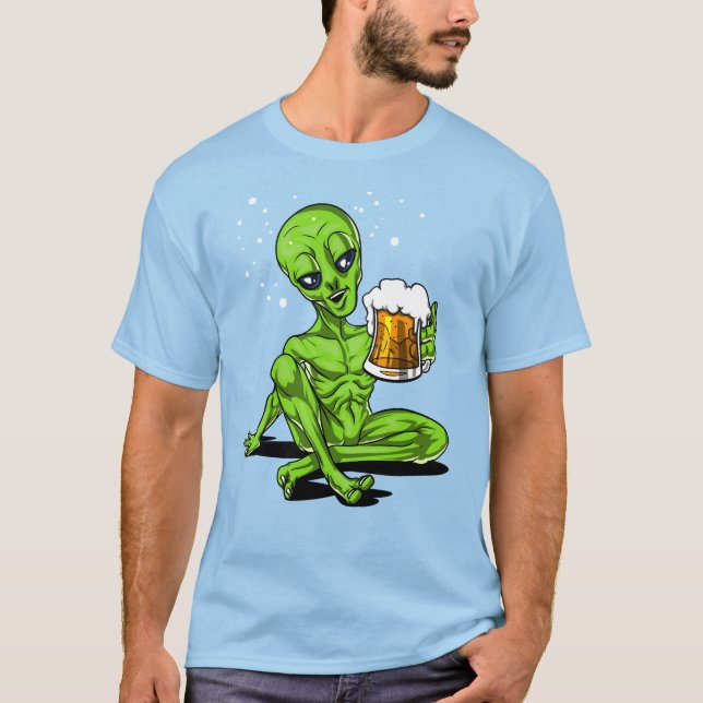 Främling som dricker det kosmiska partyet för t shirt (Framsida)