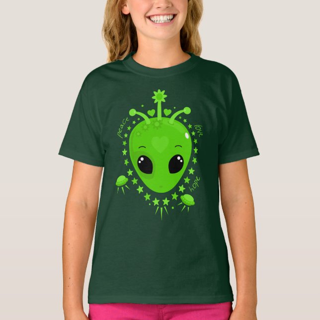 Främlings Fred Hopp Kärlek Söt Kawaii T Shirt (Framsida)