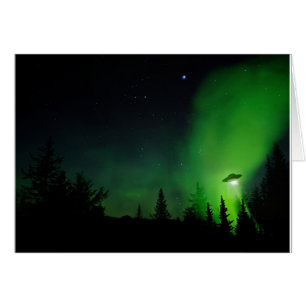 FrämlingUFO i alaskabo himmel Hälsningskort