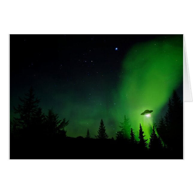 FrämlingUFO i alaskabo himmel Hälsningskort (Framsidan Horizontal)