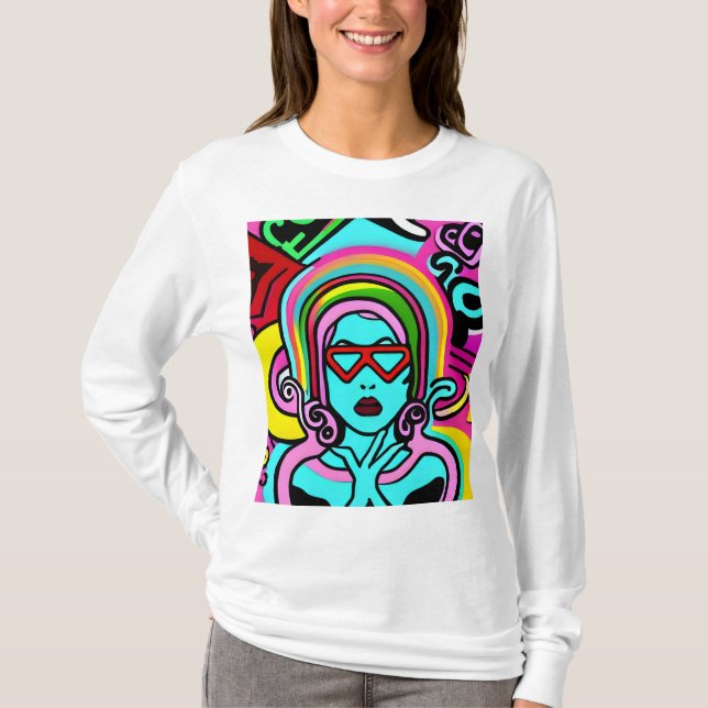 främmande änglarkvinna sicodelico t shirt (Framsida)