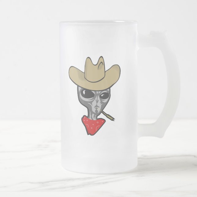 Främmande Cowboy Frostat Ölglas (Höger)