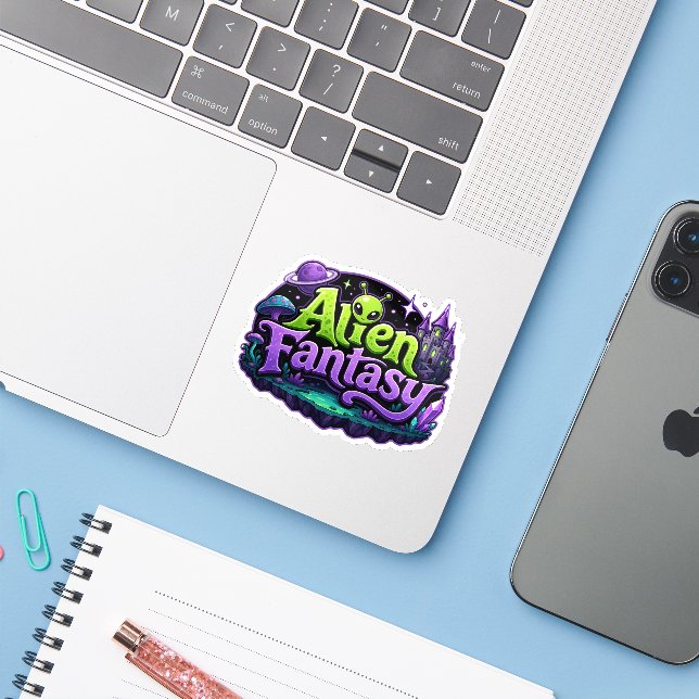 Främmande Fantasy-älskare Klistermärken (Laptop med iPhone)