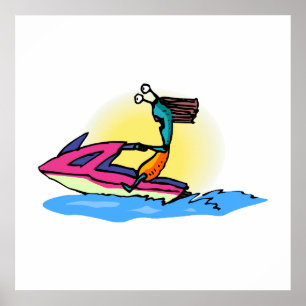 Främmande flicka på JetSki Poster