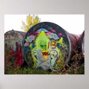 Främmande grafittiaffisch poster