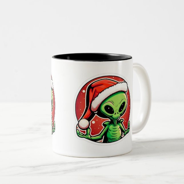 Främmande juldekalkonst Tvåtons mugg, 11 oz  Två-Tonad Mugg (Framsida höger)