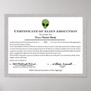 Främmande kidnappningcertifikat poster