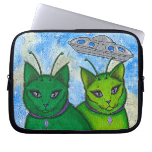Främmande laptop sleeve för konst för katt för