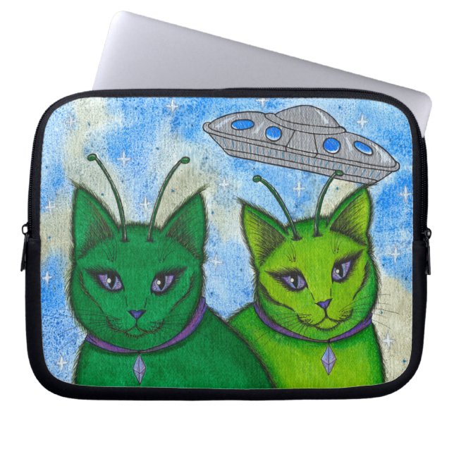 Främmande laptop sleeve för konst för katt för (Framsidan)