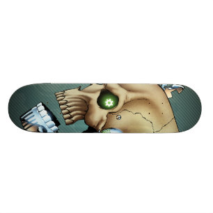 Främmande robotskalle från framtiden i krom + Be Old School Skateboard Bräda 18 Cm