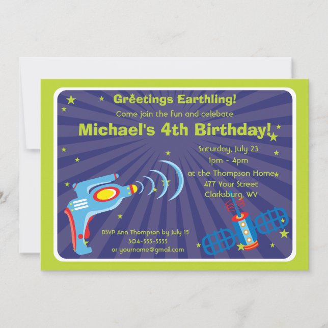 Främmande strålvapen för anpassade inbjudningar (Framsida)