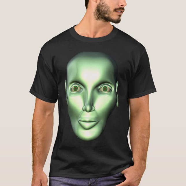 främmande svartT-tröja för huvud 3D för Tee Shirt (Framsida)
