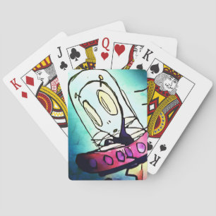 Främmande teckning som leker kort casinokort