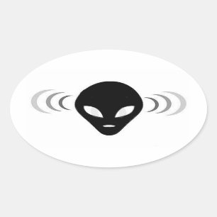 Främmande telepatiufo-klistermärke ovalt klistermärke
