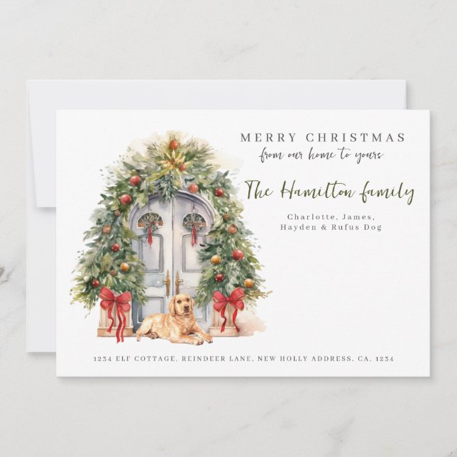 Främre dörr med Labrador eller jul Julkort (Framsida)