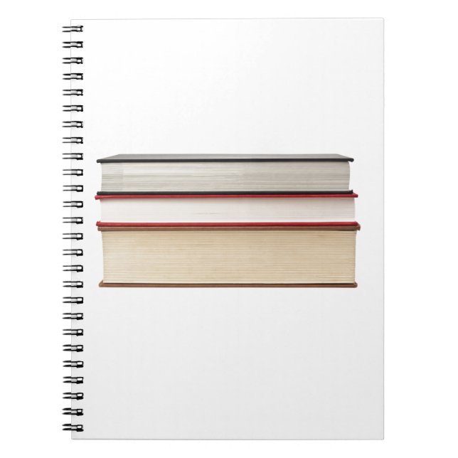 Främre kant av tre bokar anteckningsbok med spiral (Framsidan)