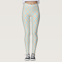 Främre och bakre vy av leggings med en blå, vit