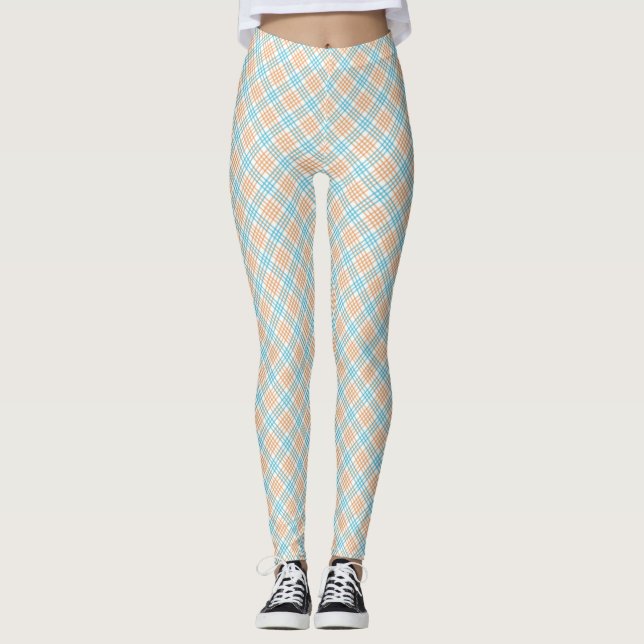 Främre och bakre vy av leggings med en blå, vit (Framsida)