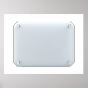Framsida av genomskinlig glasskylt poster