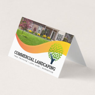 Framsida, Gräsmatta TRÄD LOGOTYP Landskap Visitkort