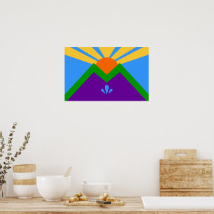 Framskriven med Flagga av Manitou Vår, USA Poster