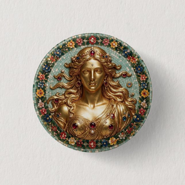 Framstående gudinna Aphrodite 3 D halsbandsur Knapp (Framsida)