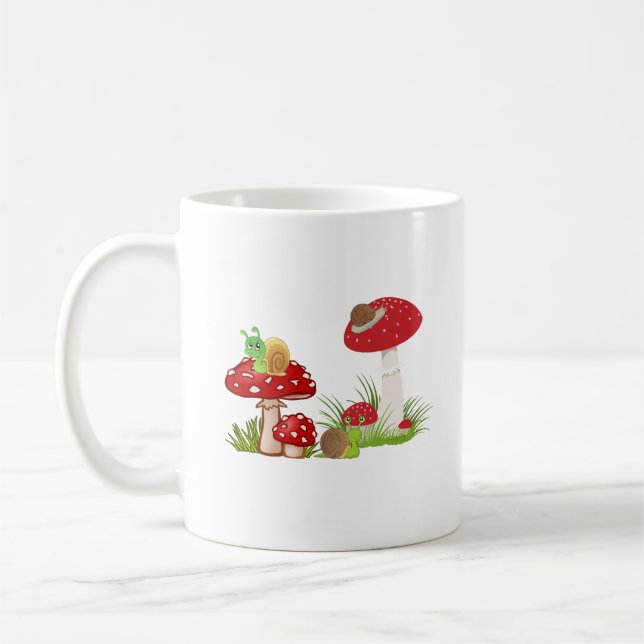 Framstående svamp- och snigelmönster kaffekopp (Vänster)