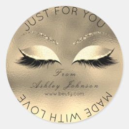 Framställd av Glitter Lash Beauty Glitter Guld Mak Runt Klistermärke
