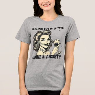 Framställd av Glitter Retro Graphic Funny Tri-Blen T Shirt