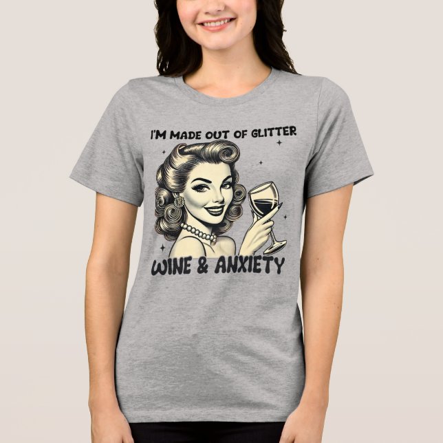 Framställd av Glitter Retro Graphic Funny Tri-Blen T Shirt (Framsida)