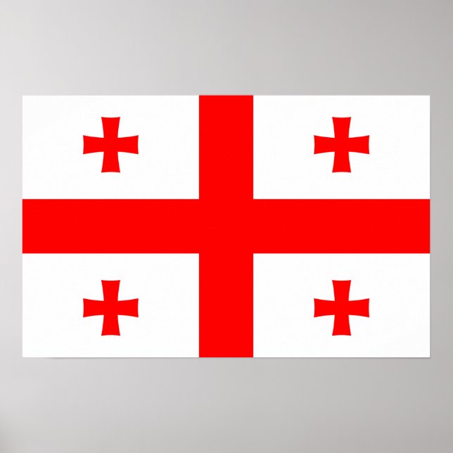 Framställd utskrift med Flagga av Georgien Poster (Framsidan)