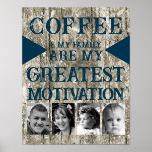 Framställning av kaffefamilj 4 foto grått blue poster