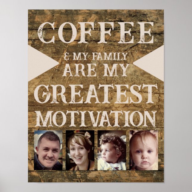 Framställning av kaffefamilj 4 fotobrun beige poster (Framsidan)