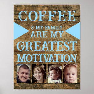 Framställning av kaffefamilj 4 fotobrun blått poster