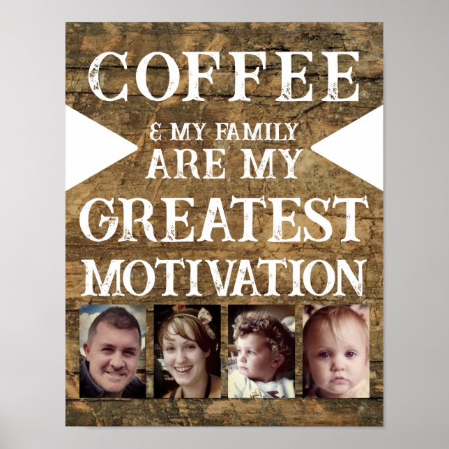 Framställning av kaffefamilj 4 fotobrun vit poster (Framsidan)