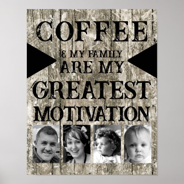 Framställning av kaffefamilj 4 fotot grått svart poster (Framsidan)