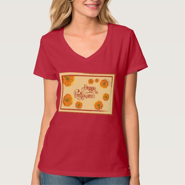 Framställt hälsningskort Happy halloween typografi T Shirt (Framsida)