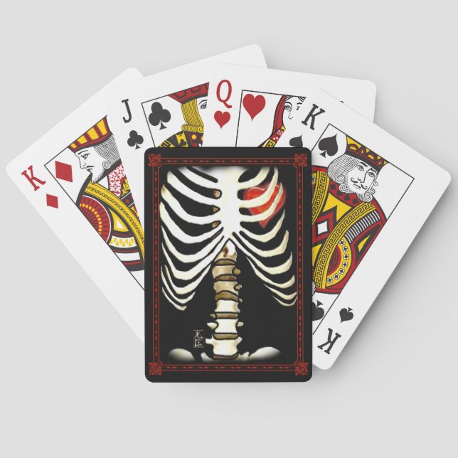 Framställt Skeleton och hjärtsvart däck Spel Kort (Baksidan)