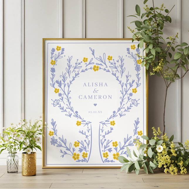 Framställt Violet Fingerprint Träd Bröllop Guest B Poster (Framed Violet Fingerprint Tree Wedding Guest Book)