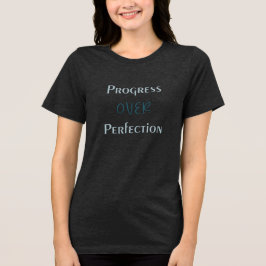 "Framsteg" Fet Inspirerande Teal Bokstavskonst T Shirt
