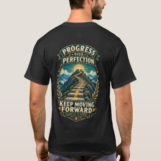 Framsteg före Perfektion Fortsätt Röra Dig Framåt T Shirt