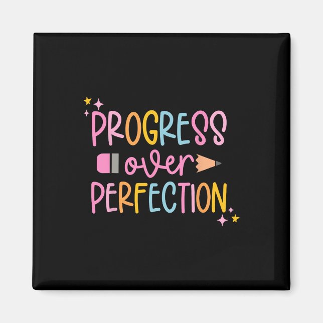 Framsteg före Perfektion Motivational Back To Skol Magnet (Framsidan)