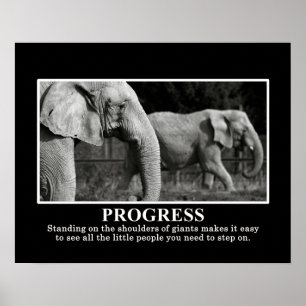 Framsteg genom att stå vid Giants S:s skulpturer Poster