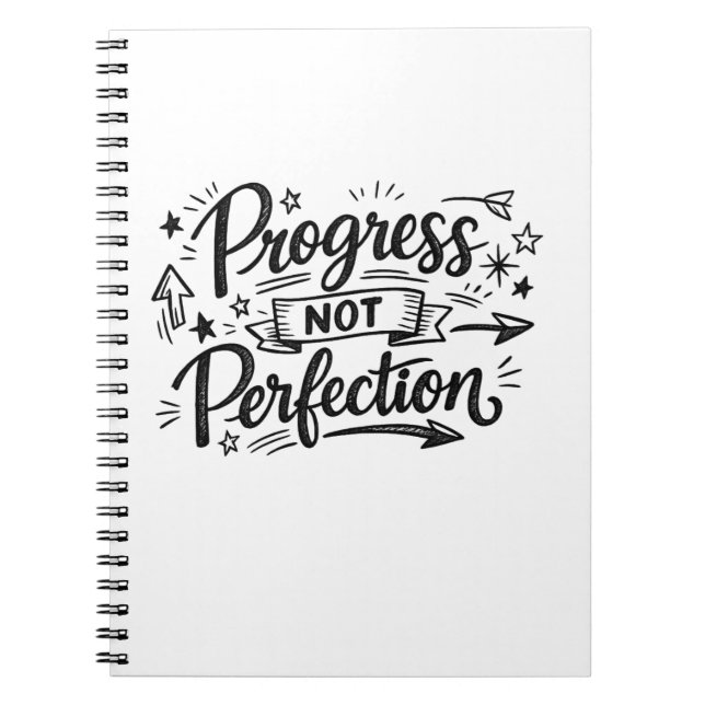 Framsteg Inte Perfektion Motiverande Citat Design Anteckningsbok (Framsidan)