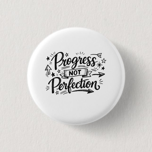 Framsteg Inte Perfektion Motiverande Citat Design Knapp (Framsida)